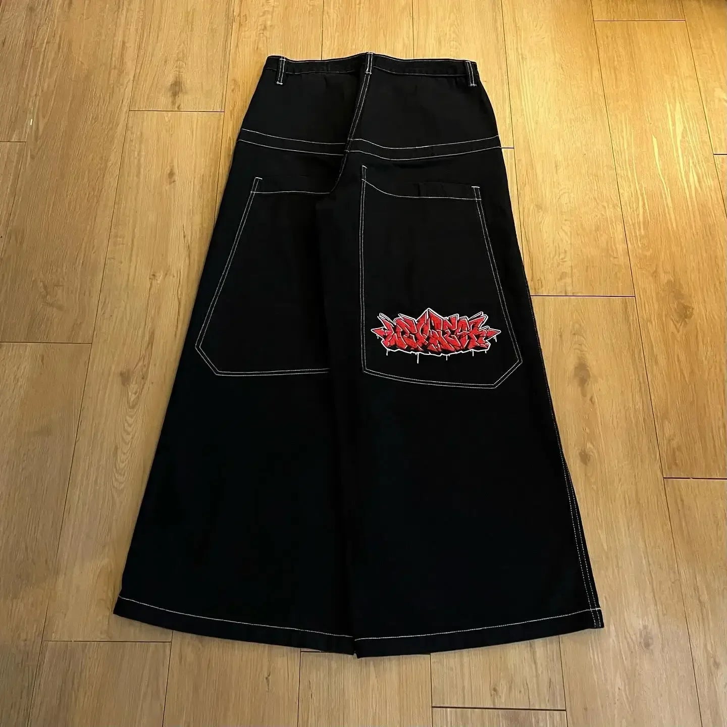 wexwear embroid baggy jeans harajuku hip hop graphic high waist wide trouser streetwear y2k jeans men women gothic black pants unique jeans style 1861