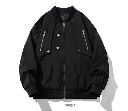 autumn mens zipper bomber jackets aesthetic vintage casual baseball uniform design hip hop street fashion techwear jacket man unique default style 1530
