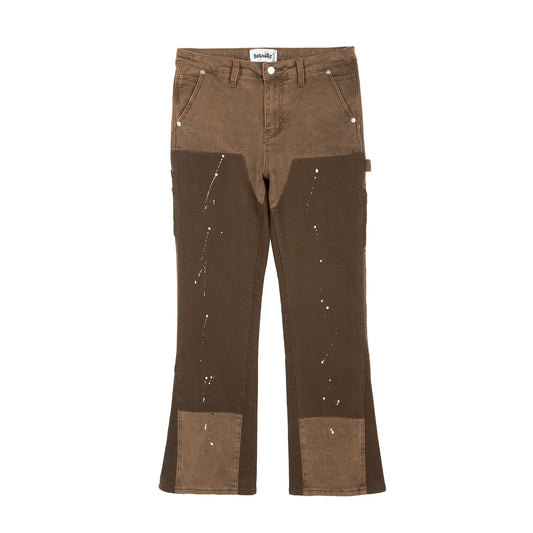 swag hip hop speckle ink flare jeans streetwear patchwork mens cargo jean pants washed logging trousers jeans male jeans overall multi-pocket cargos