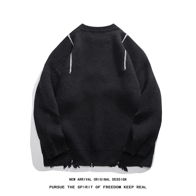 Gothic Men's Sweater Hip Hop Streetwear Long Sleeved Round Neck Tops Oversized Autumn New Knitwear Sweaters Jumpers Street King Limited