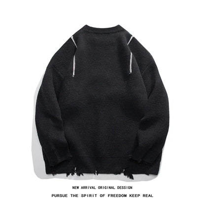 Gothic Men's Sweater Hip Hop Streetwear Long Sleeved Round Neck Tops Oversized Autumn New Knitwear Sweaters Jumpers Street King Limited