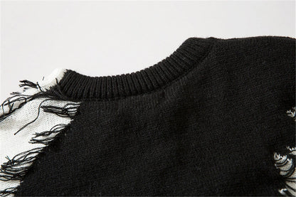 Men Ripped Sweater 2023 Distressed Vintage Graphic Streetwear Hip Hop Knitted Pullover Retro Sweater Loose Knitwear Hipster Street King Limited