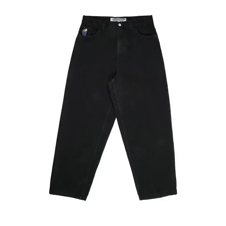 hip hop streetwear big boy jeans y2k embroidery pattern retro blue baggy jeans pants men women fashion pants clothing unique jeans style 1352