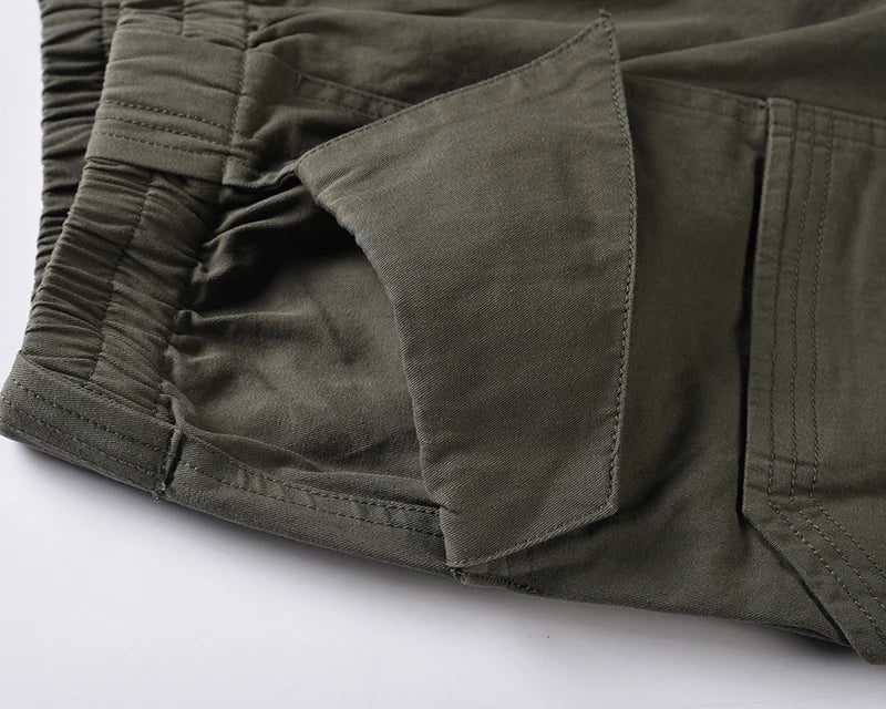 Harajuku Multi-pockets Straight Flare Pants Mens High Street Elastic Waist Solid Loose Casual Cargo Pants Hip Hop Baggy Trousers Street King Limited