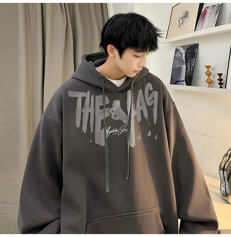 High Street Letter Print Oversized Hoodie Men's New Hip Hop Fashion Hooded Sweatshirt Autumn Y2K Vintage Pullover Hoody Clothes Street King Limited