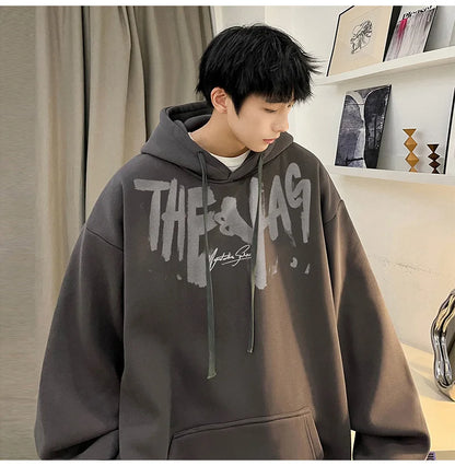 High Street Letter Print Oversized Hoodie Men's New Hip Hop Fashion Hooded Sweatshirt Autumn Y2K Vintage Pullover Hoody Clothes Street King Limited