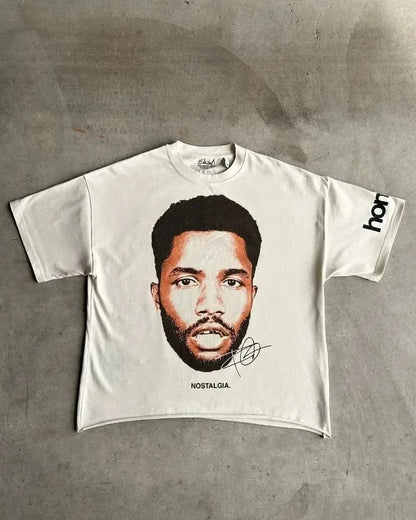 y2k Trendy Gothic Portrait Printed Letters Oversized T-shirt Men's Fashion Casual Loose Versatile Round Neck Short-Sleeved Top Street King Limited