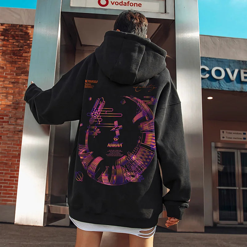High Street Graffiti Graphic Hoodie Mens Loose Fleece Hoodies Harajuku Hip Hop Oversize Casual Hooded Sweatshirts Y2K Clothes Street King Limited