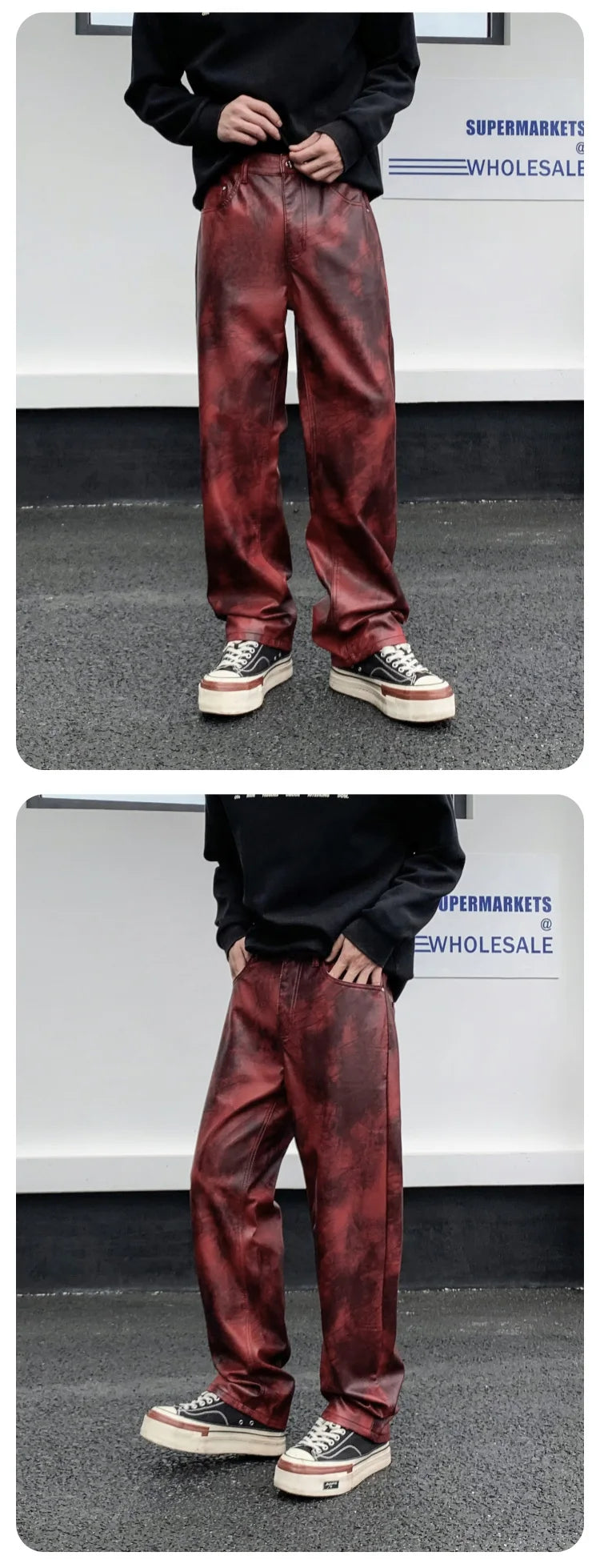 men streetwear fashion hip hop punk gothic vibe casual straight leather pant man y2k trousers motorcycle pants stage clothing unique default style 2306