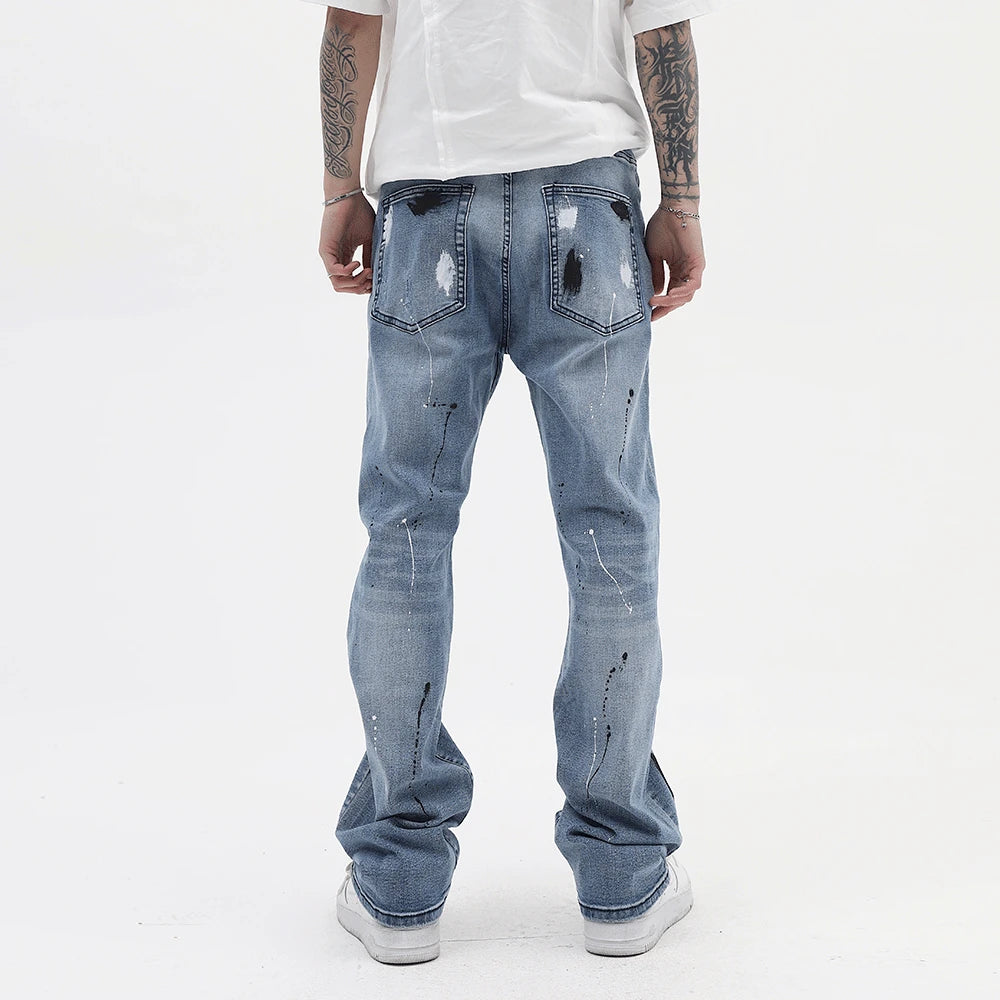 mens vintage jeans 2023 new ripped holes straight denim pants streetwear hip hop harajuku jeans trousers urban skinny jeans