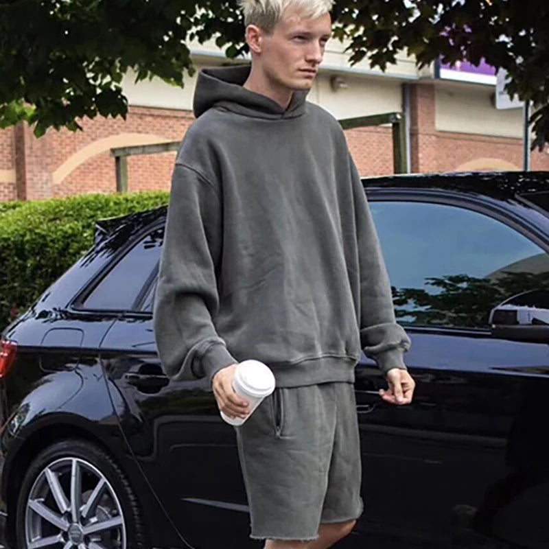Best Quality Kanye West Hoodies Men Woman Chaopai Plush Shoulder Drop Lovers Loose Casual Solid Color Pullover Sweatshirts Street King Limited