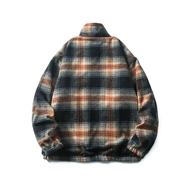 double side wearable coach jacket men streetwear fashion cleanfit splice plaid loose casual outdoor cargo jacket boyfriend coat unique cargo style 817