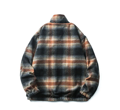 double side wearable coach jacket men streetwear fashion cleanfit splice plaid loose casual outdoor cargo jacket boyfriend coat unique cargo style 817