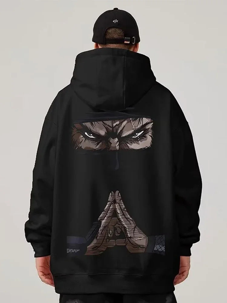 Funny Anime Ninja Mudra Graphic Printed Hoodies For Men Hip Hop Streetwear Pullovers Hooded Sweatshirts Y2K Goth Fashion Hoody Street King Limited
