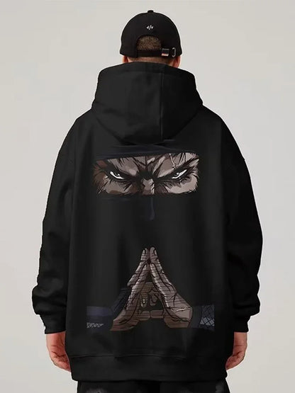 Funny Anime Ninja Mudra Graphic Printed Hoodies For Men Hip Hop Streetwear Pullovers Hooded Sweatshirts Y2K Goth Fashion Hoody Street King Limited