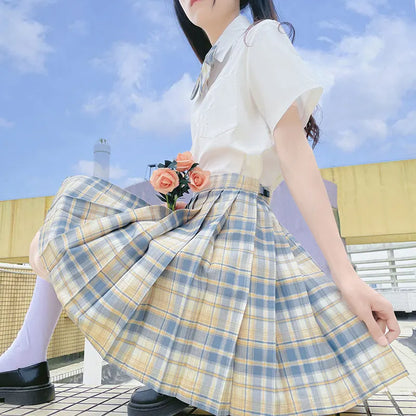 Jk Uniforms Gyaru School Uniform for Girl Student Pleated Skirt Uniform Set Women Short Sleeve Bow Tie Seifuku Japanese Style Street King Limited