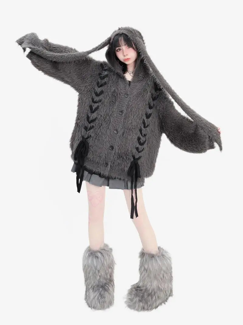 plush faux mink fur thick cardigan sweater jacket for women pro choice loose medium to long style coat women winter y2k tops relaxed fit trousers