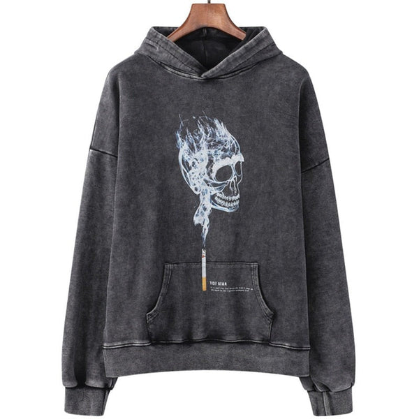 "Smoke Skull" Unisex Men Women Streetwear Graphic Hoodie Daulet Apparel