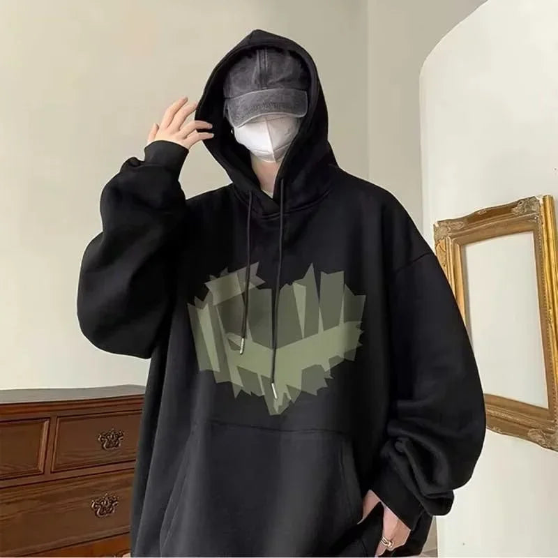 Autumn New Love Graphic Print Hoody Sweatshirts Man Hip Hop Oversized Streetwear Pullover Hoodies Y2K Vintage Casual Clothes Street King Limited