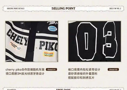 Spring and Autumn American letter printed motorcycle baseball jacket street style racing couple style goth  denim jacket women Street King Limited