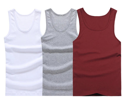 Hot Sale 3pcs / 100% Cotton Mens Sleeveless Tank Top Solid Muscle Vest Undershirts O-neck Gymclothing Tees Whorl Tops Street King Limited
