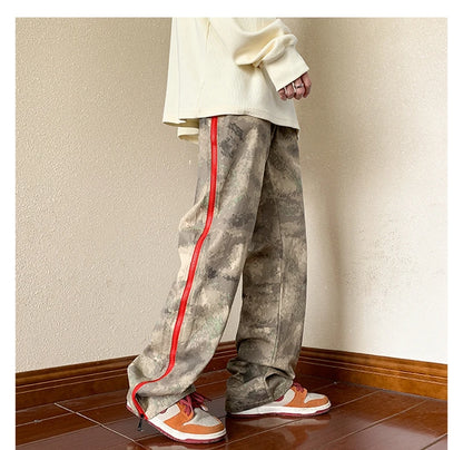 2023 outdoor side zipper camouflage baggy men cargo tracksuit pants overalls hip hop women sport long trousers spodnie dresowe unique cargo style 4079