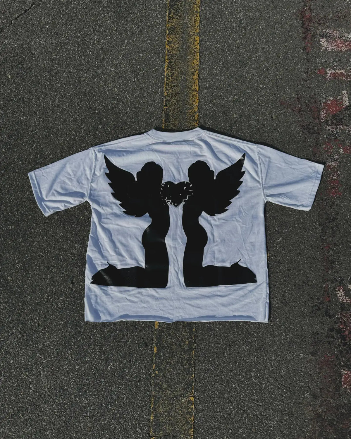American Gothic Fashion Angel Print Oversized T-Shirt Women's Y2K Street Hip Hop Street Harajuku Round Neck Short Sleeve Clothes Street King Limited