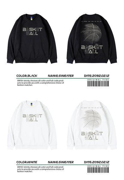 Funny Cartoon Basketball Graphic Pullovers Fleece Sweatshirts Hombre Letter Printed Crewneck Hoodie Y2K Streetwear Clothing Street King Limited