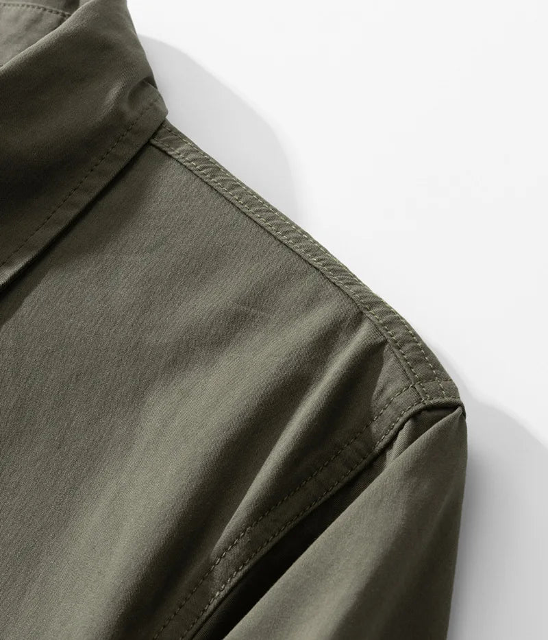 Men's Japanese Short Sleeve Cargo Shirt, Solid Color, Simple Fashion, Engineer Casual Shirt, 100% Cotton, New, Summer Street King Limited