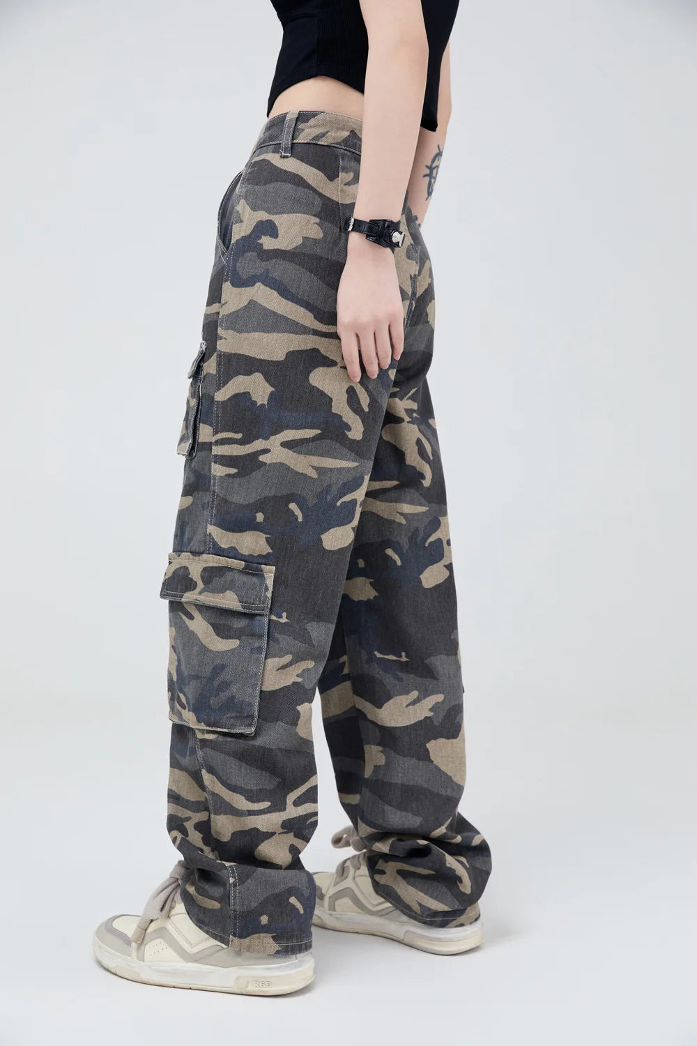 vintage pockets camouflage denim pants men jeans hip hop streetwear military cargo pants unique cargo style 4978