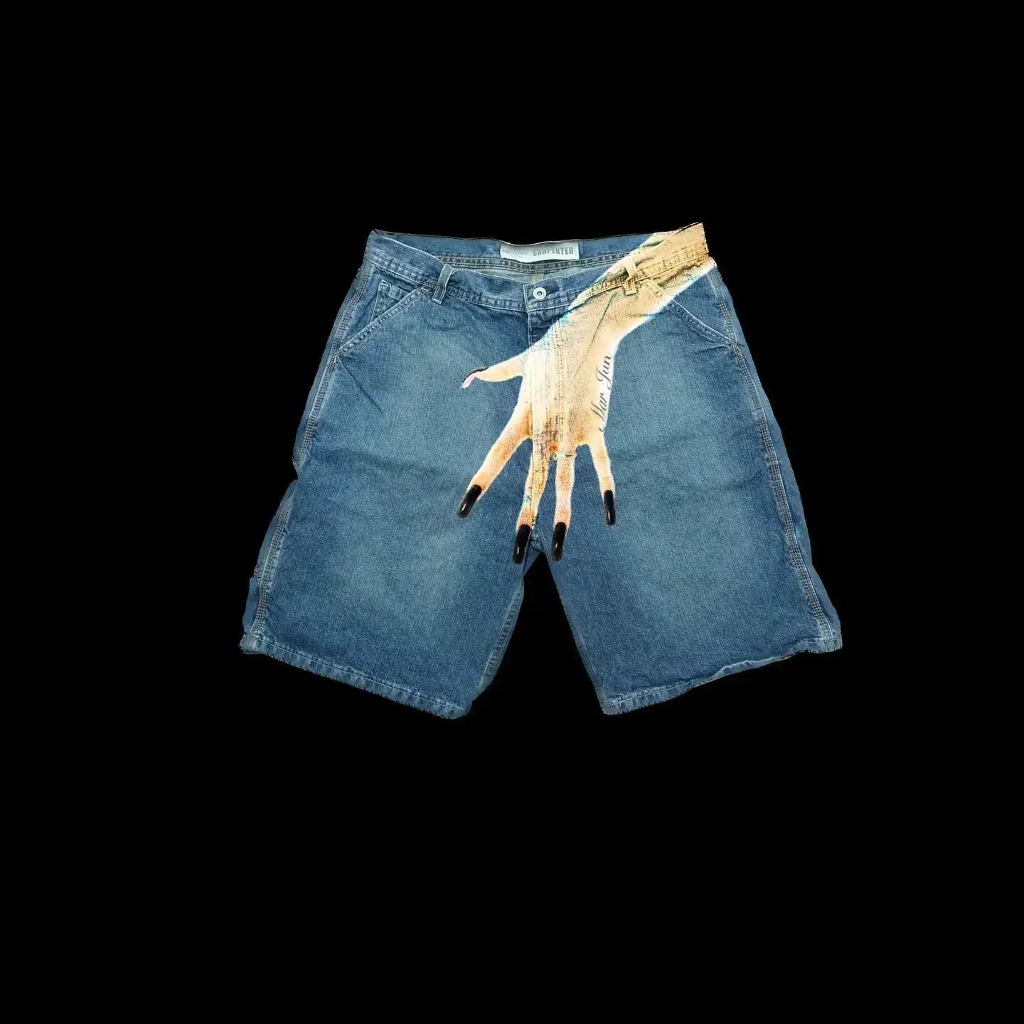 harajuku y2k short baggy jeans palm print graphic pants men fashionstyle denim streetwear gothic sweatpants shorts men clothing urban active pants