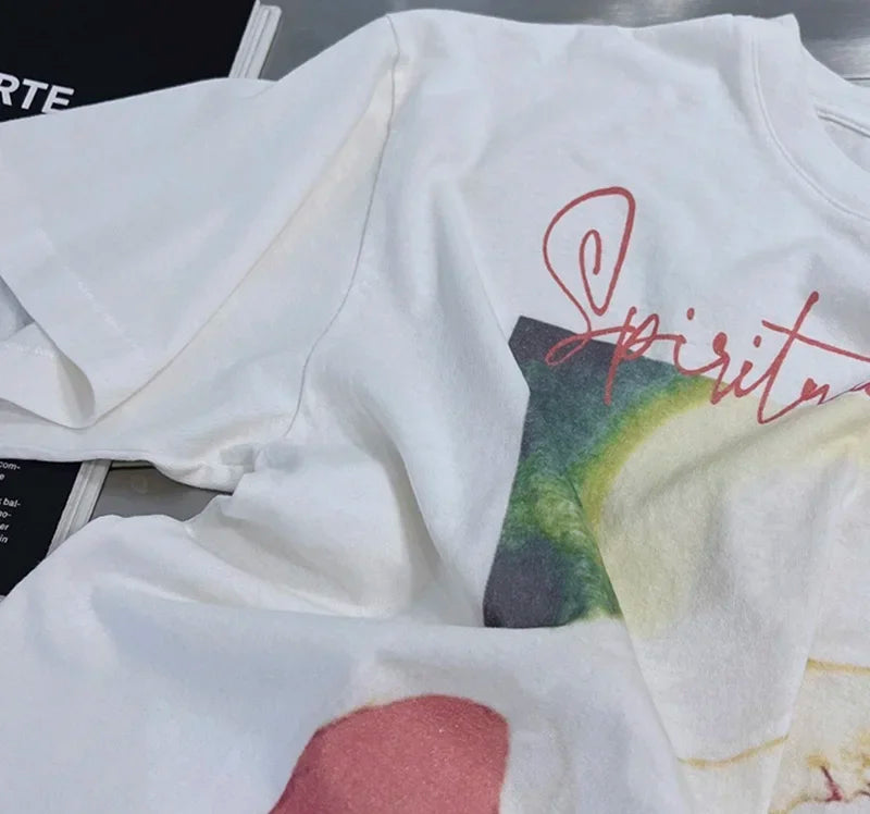 Spring Summer Cotton Vintage Short Sleeve Saint Top Tee Men Woman Casual Fashion T-shirts Street King Limited