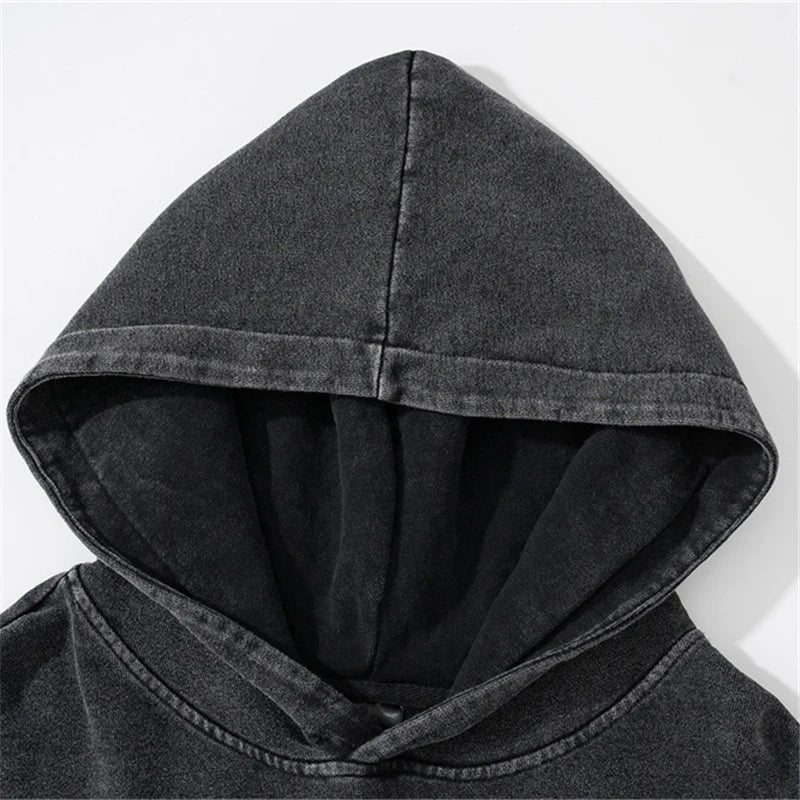 Rainbowtouches Washed Hoodie For Men Vintage Popular Stranger Hip Hop Winter Printing High Street Clothes Black Men's Clothing Street King Limited