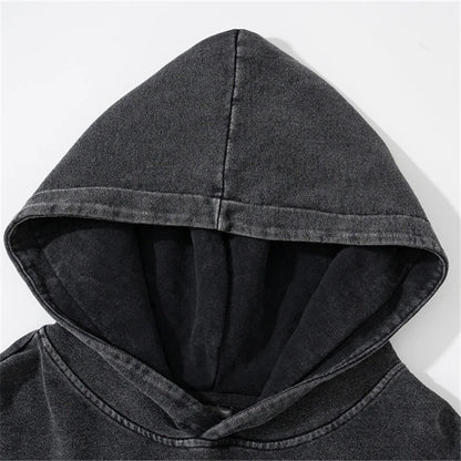 Rainbowtouches Washed Hoodie For Men Vintage Popular Stranger Hip Hop Winter Printing High Street Clothes Black Men's Clothing Street King Limited
