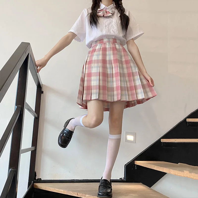 Jk Uniforms Gyaru School Uniform for Girl Student Pleated Skirt Uniform Set Women Short Sleeve Bow Tie Seifuku Japanese Style Street King Limited