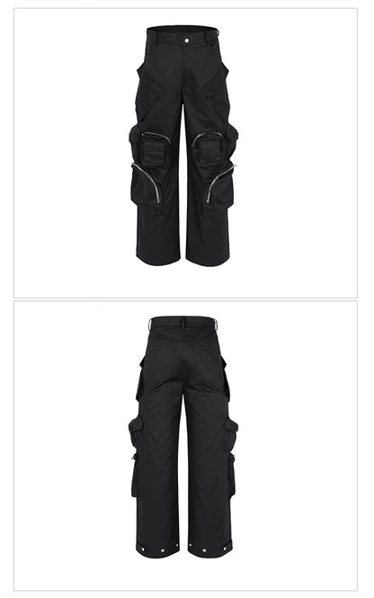 techwear baggy cargo pants multi pocket luxury designer fashion loose pants hip hop harajuku black trousers unique cargo style 1079