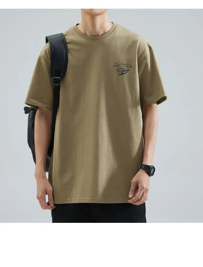 Summer Korean Pure Cotton Round Neck Short-sleeved T-shirt Men's Trendy Y2K Personalized Street Ins Casual Half-sleeved Top Street King Limited