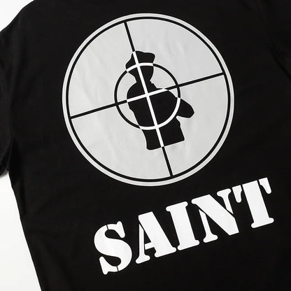 Saint T-shirt Summer Men Woman High Quality Street Hip Hop Chaopai Lovers Loose Casual O-Neck Wash Top Tees Street King Limited