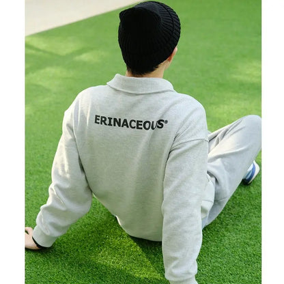 Spring new trendy brand ins loose casual polo lapel sweatshirt men's waffle top long-sleeved T-shirt women clothing y2k tops emo Street King Limited