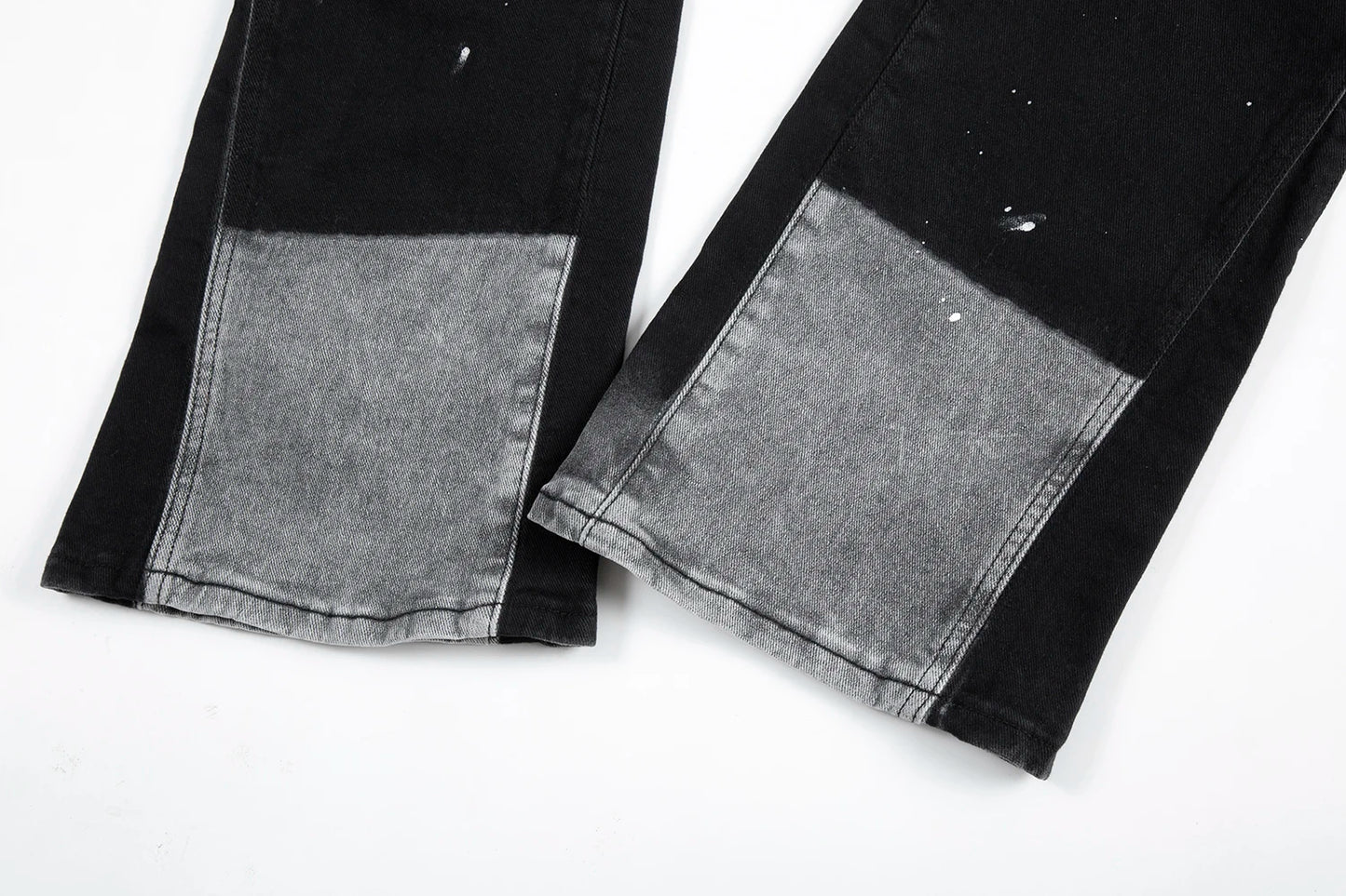 y2k spliced speckled ink patchwork baggy micro flare jeans pants for men streetwear pantalones hombre casual oversized cargos unique cargo style 3472