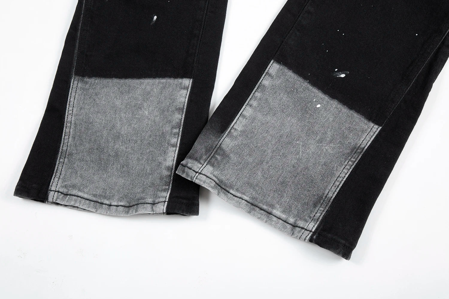 y2k spliced speckled ink patchwork baggy micro flare jeans pants for men streetwear pantalones hombre casual oversized cargos unique cargo style 3472
