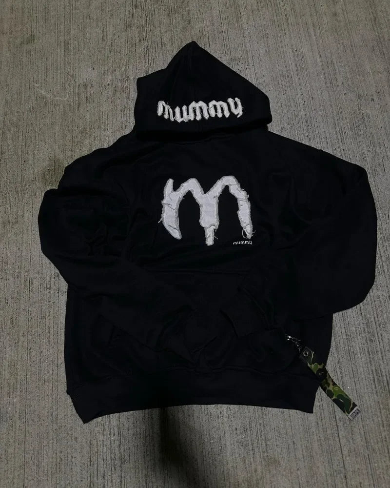 Y2k American High Street Fashion Brand Letter Embroidery Oversized Pullover Hoodie Women Fashionable Casual Loose Sweatshirt Men Street King Limited