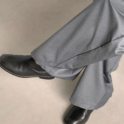 mens straight tube ice silk pants casual slacks youth thin wide leg pants business summer pants soft vintage trousers unique default style 975