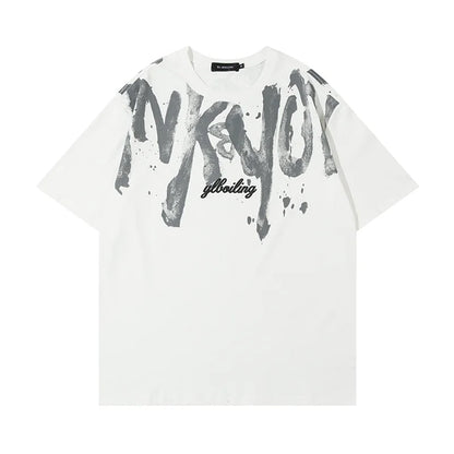 2024 New American Letter Print T-shirt Men's Summer Short Sleeve Cotton Oversize Tee Shirts Hip Hop Fashion Y2K Breathable Tops Street King Limited