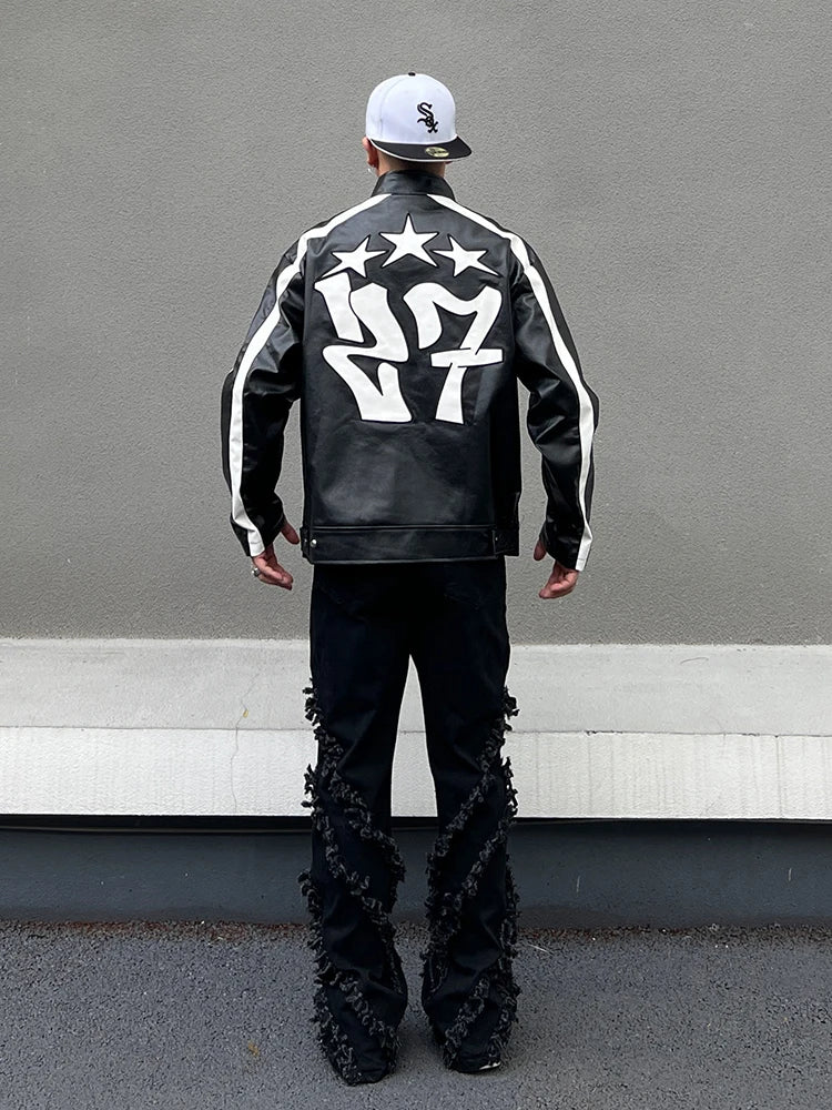 men racing jackets fashion letter embroidery patchwork jacket coats hip hop pu lether outerwear autumn casual streetwear jackets unique default style 4493