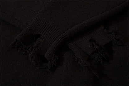 Half High Collar Goth Women Men Sweaters Oversized Long Sleeve Knitted Pullovers Y2k Men Ripped Sweater Harajuku Streetwear Tops Street King Limited