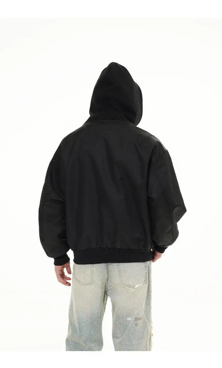 splice hat flight jacket men women streetwear fashion loose casual short hooded bomber jacket couple hoody coat outerwear unique shorts style 630