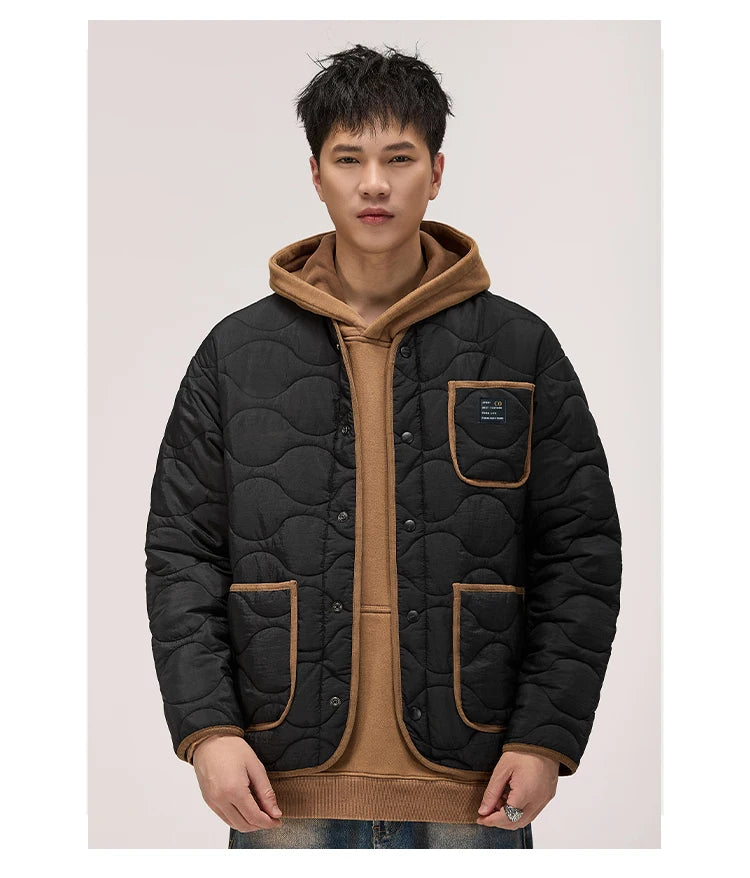 autumn winter quilted jacket men thick plaid blazer jacket commuter man business streetwear fashion suit coat outerwear unique default style 1398