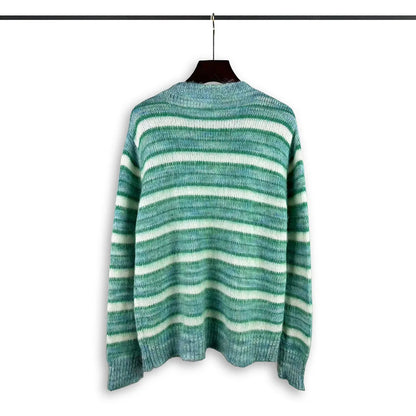 Color Match Striped Autumn and Winter Pullover Sweater for Men and Women Patchwork Baggy Crew Neck Streetwear Knitted Sweater Street King Limited