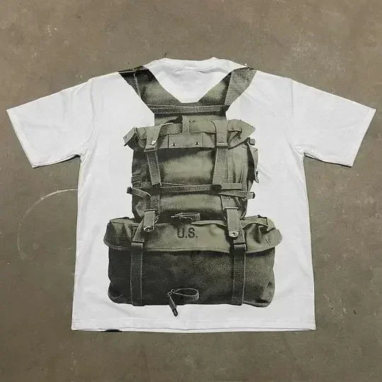 Harajuku Streetwear Y2K New T shirt Men Hip Hop Bulletproof Vest Graphic Print Oversized Cotton Short Sleeved Casual Tops Tees Street King Limited